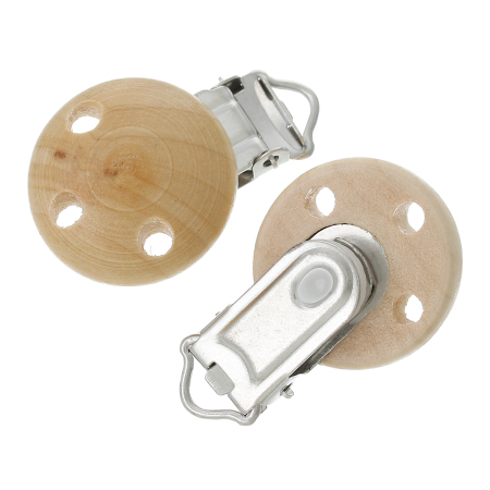 Madera Niño Pinzas para chupetes Ronda Natural 4.4cm x 29mm, 5 Unidades