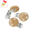 Picture of Natural Wood Baby Pacifier Clip Round 4.4cm x 2.9cm(1 6/8" x1 1/8"), 5 PCs