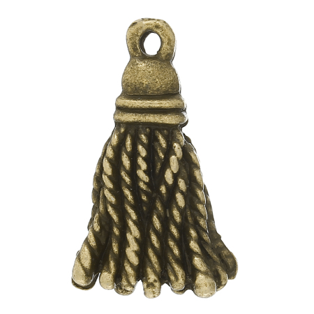 Image de Pendentifs en Alliage de Zinc Forme Franges Bronze antique, 21.0mm x 12.0mm, 50 Pièces 