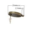 Bild von Zinklegierung Ohrring Fassung Rund Bronzefarbe für Cabochon (für 15mm D.) 21mm x 17mm, Drahtstärke: (21 gauge), 30 Stück