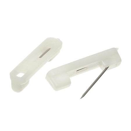 Plastic Safety Pin Brooches White 22mm( 7/8") x 5mm( 2/8"), 200 PCs