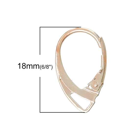 Bild von Zinklegierung Ohrringe Klappbrisuren Träne Tropfen Rosegold 18mm x 11mm 15 Paare