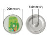 Picture of 20mm Zinc Metal Alloy Snap Buttons Round Silver Tone Green Alphabet /Letter " B " Pencil Pattern Fit Snap Button Bracelets, Knob Size: 5.5mm( 2/8"), 5 PCs