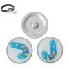 Picture of 20mm Zinc Metal Alloy Snap Buttons Round Silver Tone Blue Alphabet /Letter " J " Pencil Pattern Fit Snap Button Bracelets, Knob Size: 5.5mm( 2/8"), 5 PCs
