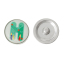 Picture of 20mm Zinc Metal Alloy Snap Buttons Round Silver Tone Green Alphabet /Letter " H " Pencil Pattern Fit Snap Button Bracelets, Knob Size: 5.5mm( 2/8"), 5 PCs