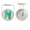 Picture of 20mm Zinc Metal Alloy Snap Buttons Round Silver Tone Green Alphabet /Letter " H " Pencil Pattern Fit Snap Button Bracelets, Knob Size: 5.5mm( 2/8"), 5 PCs