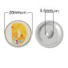 Picture of 20mm Zinc Metal Alloy Snap Buttons Round Silver Tone Yellow Alphabet /Letter " D " Pencil Pattern Fit Snap Button Bracelets, Knob Size: 5.5mm( 2/8"), 5 PCs