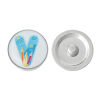 Picture of 20mm Zinc Metal Alloy Snap Buttons Round Silver Tone Blue Alphabet /Letter " V " Pencil Pattern Fit Snap Button Bracelets, Knob Size: 5.5mm( 2/8"), 5 PCs