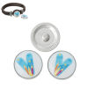 Picture of 20mm Zinc Metal Alloy Snap Buttons Round Silver Tone Blue Alphabet /Letter " V " Pencil Pattern Fit Snap Button Bracelets, Knob Size: 5.5mm( 2/8"), 5 PCs