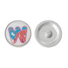 Picture of 20mm Zinc Metal Alloy Snap Buttons Round Silver Tone Multicolor Alphabet /Letter " W " Pencil Pattern Fit Snap Button Bracelets, Knob Size: 5.5mm( 2/8"), 5 PCs