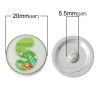 Picture of 20mm Zinc Metal Alloy Snap Buttons Round Silver Tone Green Alphabet /Letter " S " Pencil Pattern Fit Snap Button Bracelets, Knob Size: 5.5mm( 2/8"), 5 PCs