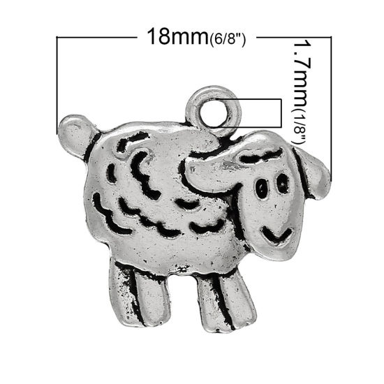 Bild von Charm Anhänger Schaf Antik Silber 18mm x 16mm, 50 Stücke