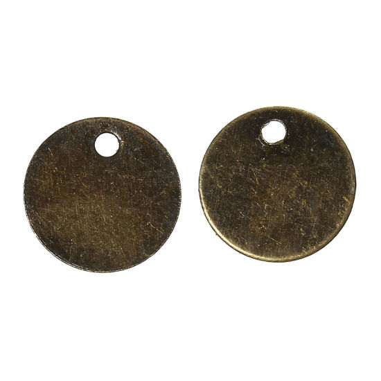 Picture of Zinc Metal Alloy Charm Pendants Round Antique Bronze 8mm(3/8") Dia, 500 PCs