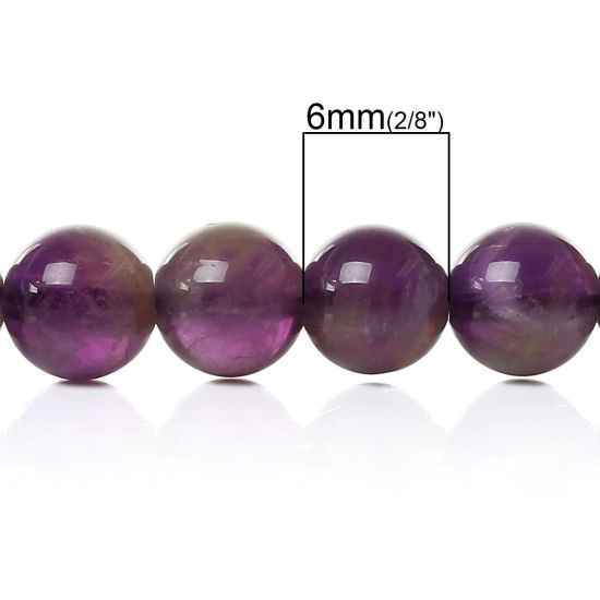 (グレードA) アメジスト （ 天然） ビーズ 円形 深紫色 約 6mm直径、 穴：約 1.0mm、 40.0cm 長さ、 1 連 （約 65 PCS /一連） の画像
