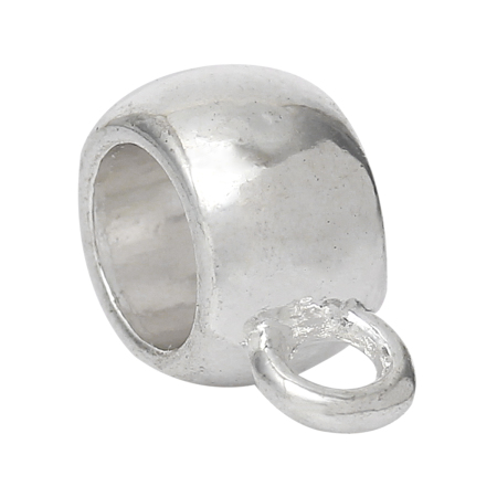 Image de Bélières pour Européen Bracelet en Alliage de Zinc Forme Rond Argent mat 11mm x 8mm, 200 Pièces