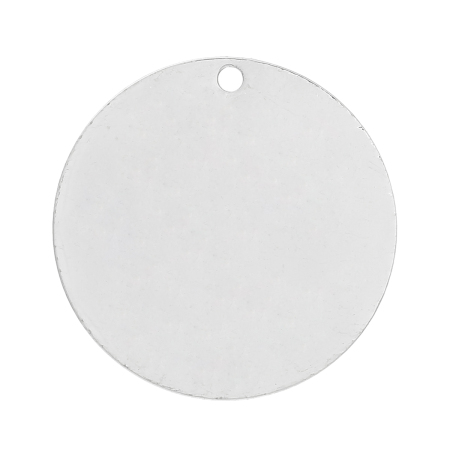 Immagine di Ottone Charm Ciondoli Tondo Argento Placcato Nulla Disegno 15.0mm Dia, 50 Pz