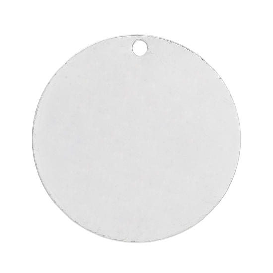 Picture of Brass Blank Stamping Tags Charm Pendants Round Silver Plated 15mm( 5/8") Dia, 50 PCs                                                                                                                                                                          