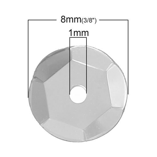 PVC スパンコール 円形 銀白色 8.0mm、 5000 PCs  の画像