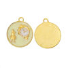 Picture of Zinc Metal Alloy Charm Pendants Round Gold Plated Beauty Girl Clock Carved Pale Yellow Enamel 23mm x 20mm( 7/8" x 6/8"), 10 PCs
