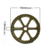 Picture of Zinc Based Alloy Steampunk Embellishments Findings Gear Antique Bronze Hollow 15mm( 5/8") Dia, 7 PCs