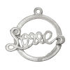Bild von Charm Anhänger Rund Silberfarben Message "LOVE", 22mm x 20mm, 100 Stücke