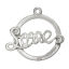 亜鉛合金 チャーム ペンダント 円形 シルバートーン 文字" Love " 彫刻 22mm x 20mm、 100 個 の画像