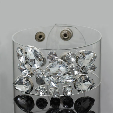 Image de Bracelets en PVC+Acrylique+Fer(Plomb et le Nickel Safe) Blanc 23.5x3.6cm, 1 Pièce