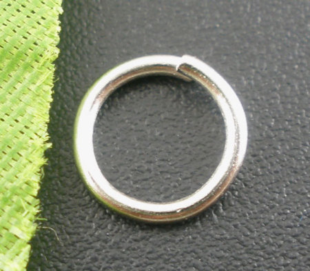 500 Stück 8mm D., 1mm(18 Gauge) Zinklegierung Offen Sprungringe für die Schmuckherstellung Silberfarbe Rund