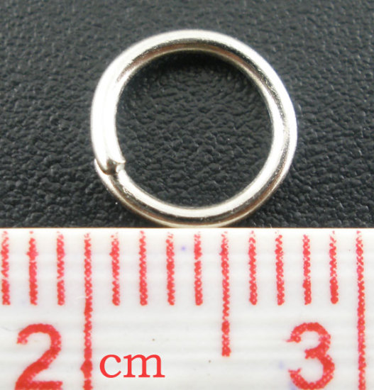 Immagine di 500 Pz 8mm Dia, 1mm(18 misura) Lega di Zinco Aperto Stile Anello di Salto Tono Argento Tondo