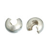 Picture of Alloy Crimp Beads Cover Findings Silver Plated, Overall Closed Size: 3mm Dia, Open Size: 4mm Dia, 500PCs