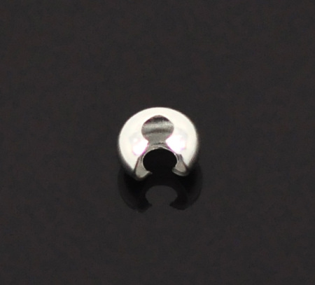 Alloy Crimp Beads Cover Findings Silver Plated, Overall Closed Size: 4mm Dia, Open Size: 5mm Dia, 200 PCs