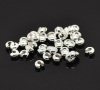 Image de Perles à Écraser Crimp en Alliage Forme Rond Argenté, Taille de Fermeture: 4mm, Taille d'Ouvert: 5mm, 200 Pcs