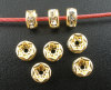 Picture of 50 PCs Brass Spacer Rondelle Beads Gold Plated Flat Round Flower 5mm Dia., Hole: Approx 1mm