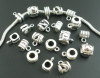 Picture of Zinc Based Alloy European Style Bails Beads Mixed Antique Silver Pattern About 7mm x7mm - 11mm x10mm, Hole: Approx 4.5mm, 20 PCs