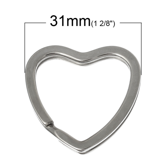 Изображение Кольца "Сердце" для Ключей Серебряный Тон 31x31мм,Проданная 10шт/уп