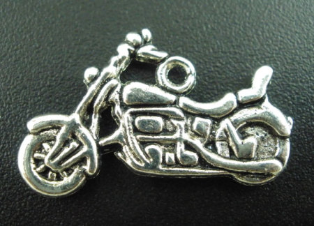 Imagen de Colgantes Aleación del Metal Del Zinc de Motocicleta Plata Antigua Rhinestone 24.0mm x 14.0mm, 30 Unidades 