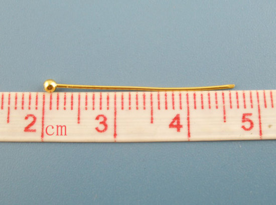 Picture of Brass Ball Head Pins Gold Plated 25mm(1") long, 0.5mm (24 gauge), 500 PCs                                                                                                                                                                                     