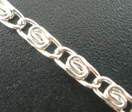 Alloy Soldered Scroll Chain Findings Silver Tone 2x7mm( 1/8"x2/8"), 5 M