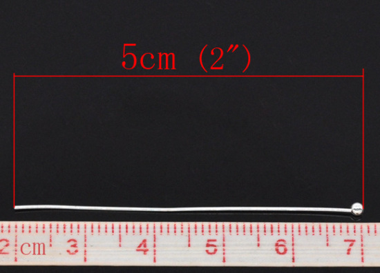 Bild von Versilbert Nietstifte Kettelstifte Kugel 0.5x50mm verkauft eine Packung mit 300                                                                                                                                                                               