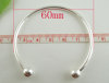Picture of Copper European Style Open Cuff Charm Bangles Bracelets Silver Plated 17cm long, 4 PCs