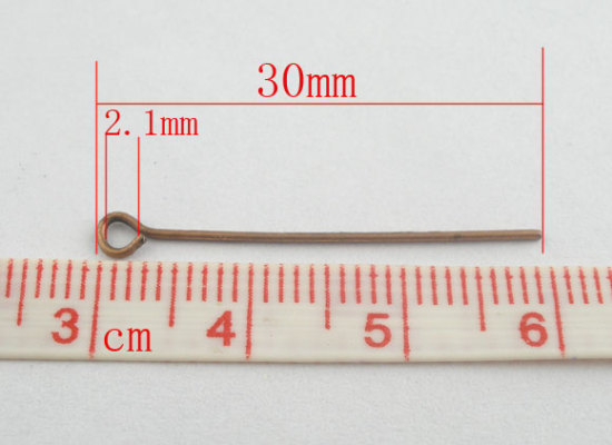 Bild von Rotkupfer Nietstifte Kettelstifte mit Öse 30x0.7mm.Verkauft eine Packung mit 500