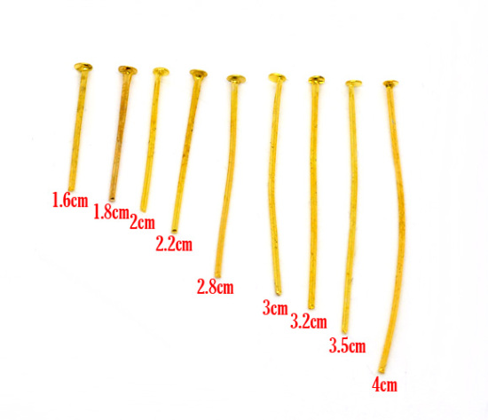 Bild von Mix Vergoldet Nietstifte Kettelstifte 0.7mm(21 gauge), 900 Stück