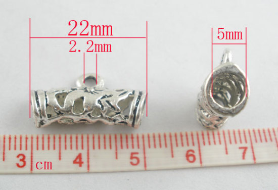 Bild von Zinnlegierung European Stil Element Perlen Antiksilber Blume 22mmx7mm.Verkauft eine Packung mit 20 Stücke