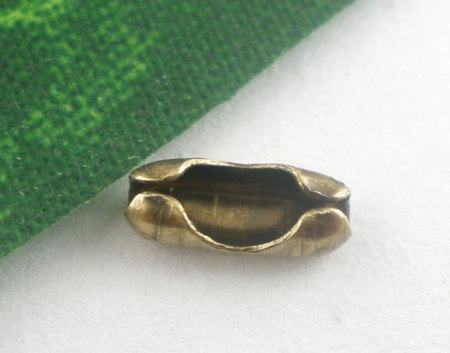 Imagen de Hierro Conector Cadena Bolas Tono Bronce (Apta 2mm Cadena Bola) 7mm x 3mm, 500 Unidades