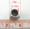 Picture of 26 PCs Zinc Based Alloy European Style Large Hole Charm Beads Antique Silver Color Cube Capital Alphabet Initial Letter Message " A-Z " 7mm x 7mm, Hole: Approx 4.7mm
