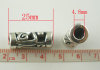 Picture of Zinc Based Alloy European Style Large Hole Charm Beads Antique Silver Color Tube Filigree 25mm x 9mm, Hole: Approx 4.8mm, 10 PCs