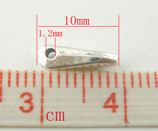 Immagine di Lega di Zinco Separatori Perline Irregolare Argento Antico Nulla Disegno Circa 10.0mm x 3.0mm, Foro:Circa 1.2mm, 100 Pz