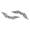 Picture of Zinc Based Alloy Spacer Beads Angel Wing Antique Silver Color Flower Hollow Carved About 5.3cm x1.3cm, Hole:Approx 2mm, 10 PCs