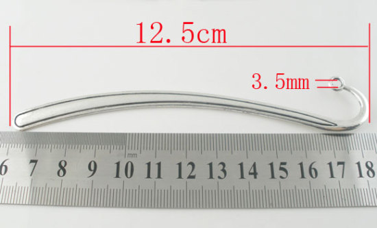 Image de Marque-Pages en Alliage de Zinc Courbé avec Boucle Argent Vieilli 12.5cm, 5 Pcs