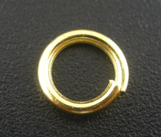 Immagine di 200 Pz 8mm Dia, 1.2mm(17 misura) Lega di Ferro Aperto Stile Anello di Salto Oro Placcato Tondo